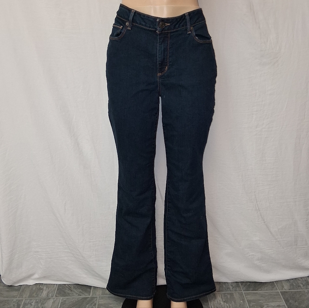 Eddie Bauer Women's Deep Indigo Flare Jeans Size 14
